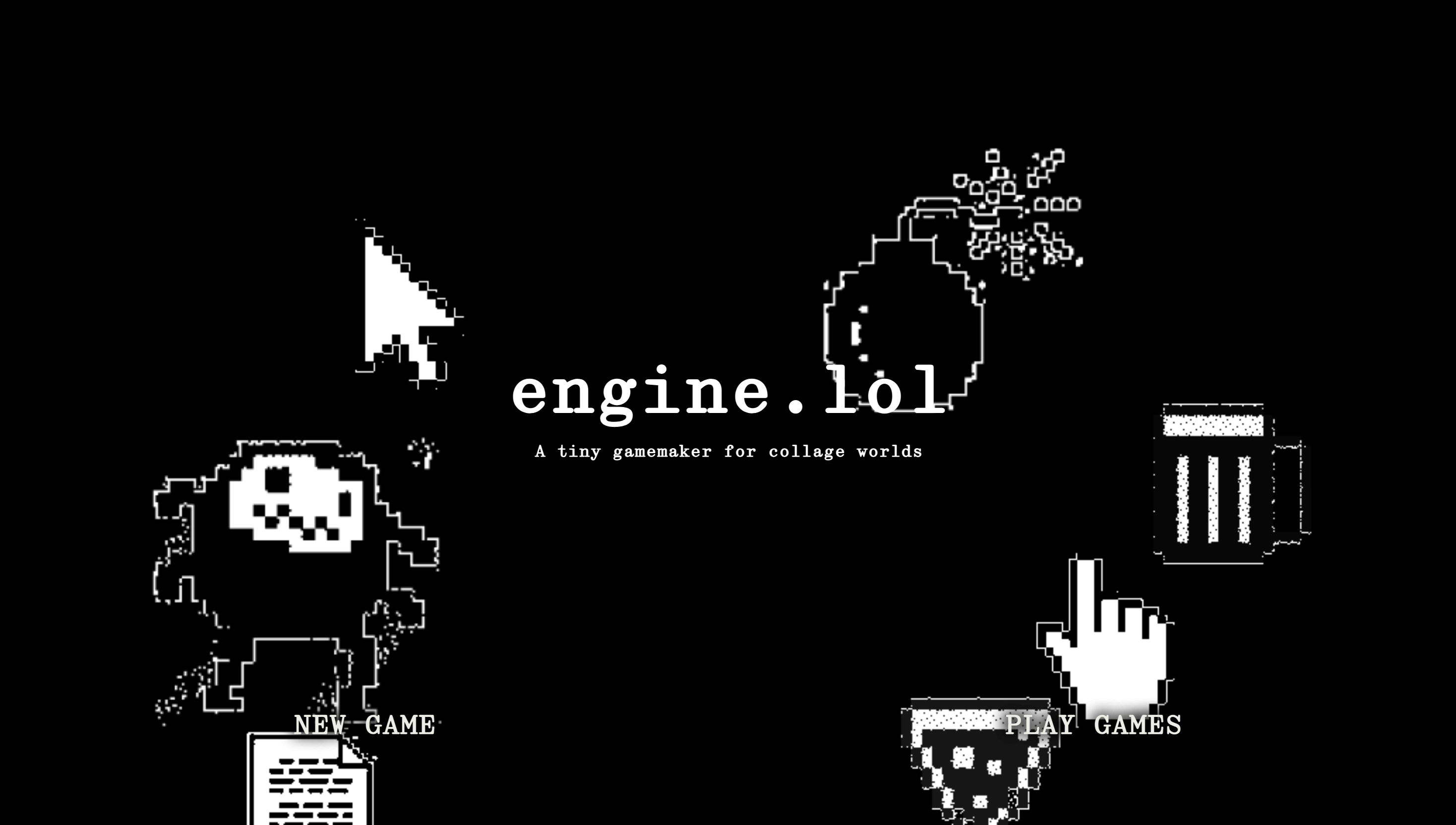 an image of a dark background and a cartoon figure with text reading, 'engine.lol'